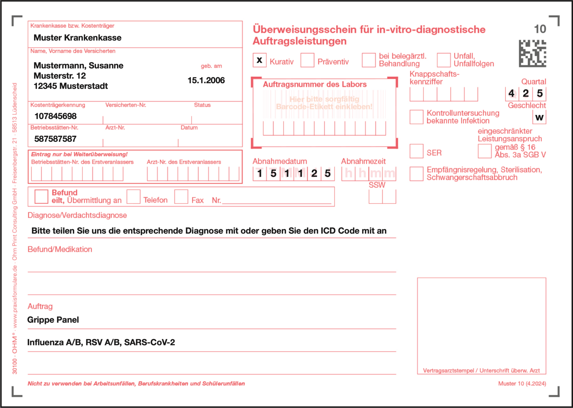 Beispiel Überweisungsschein